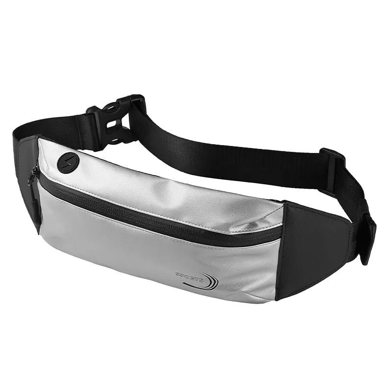 Men's blue waterproof sports waist bag made from Derm Oxford polyester with waist strap