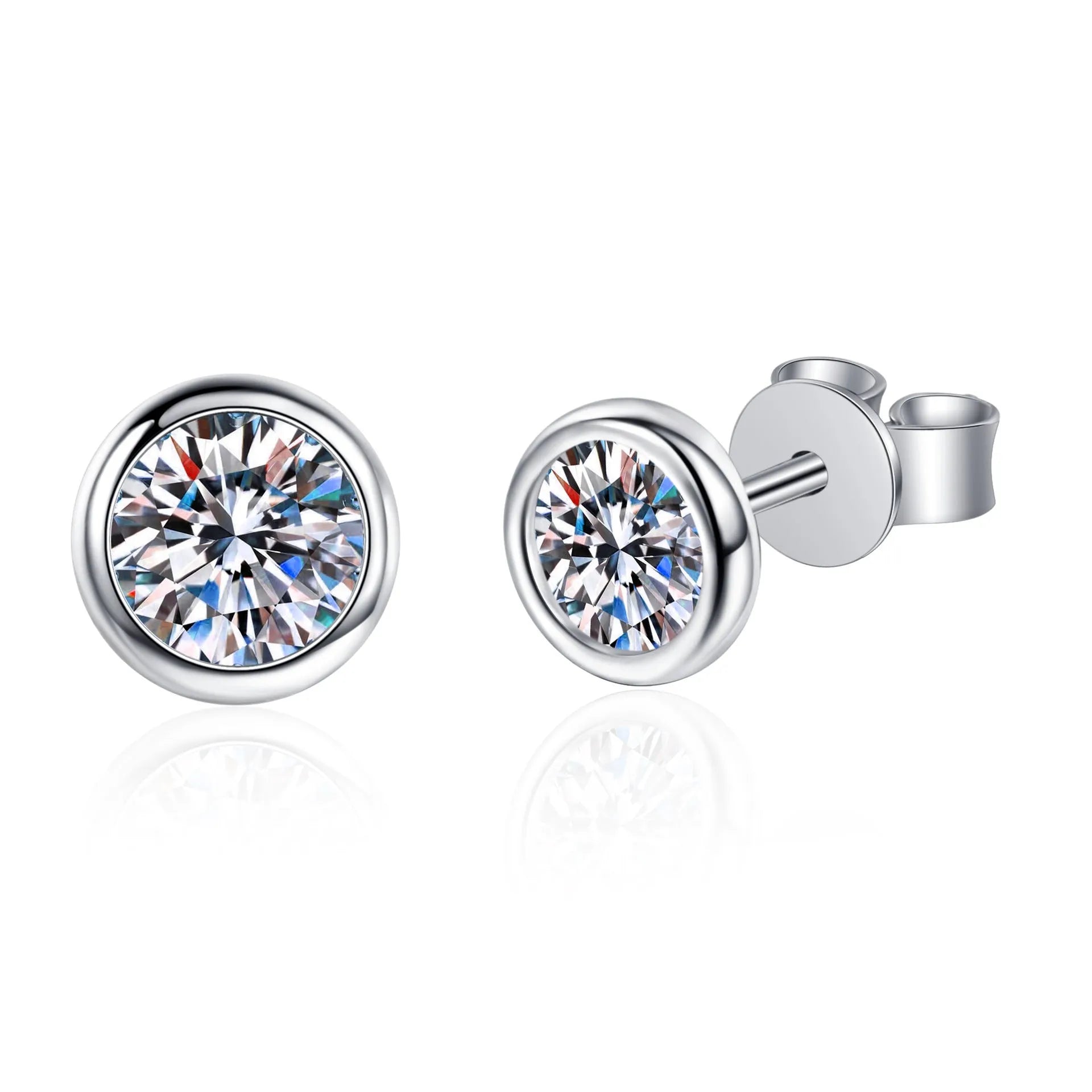 Geometric women's earrings in gold tone with a choice of moissanite or zircon centre stone.
