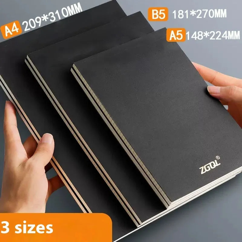 A5, B5, and A4 tearable writing pads with blank, grid, and lined paper options