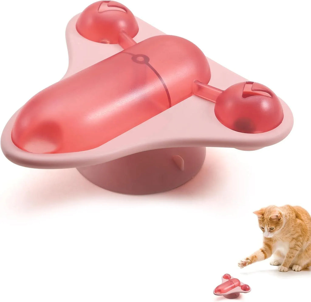Interactive pet puzzle feeder toy with bell, catnip and snack cabin in blue, green or pink