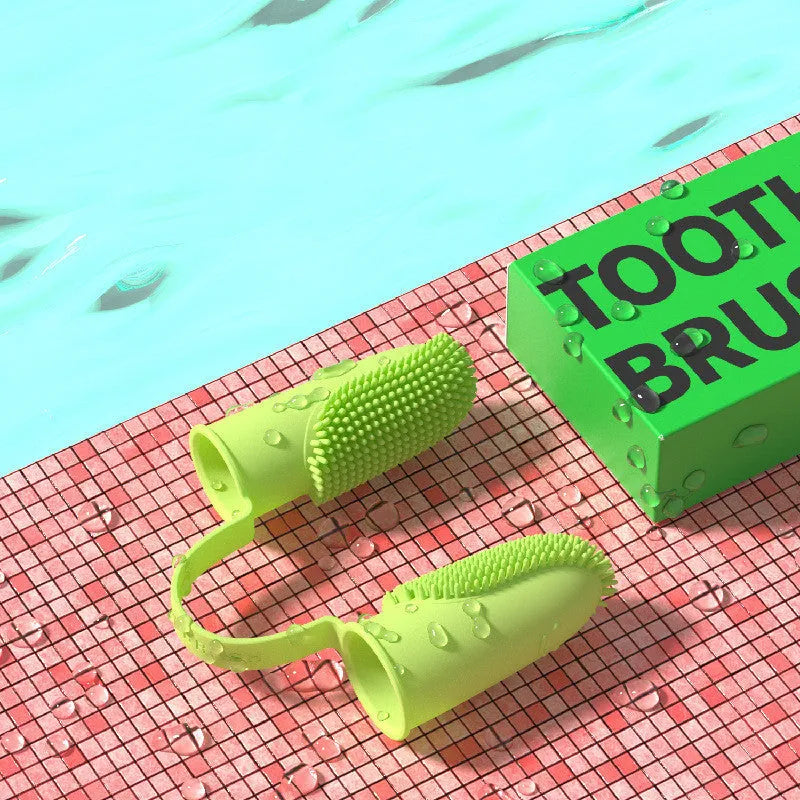 Dog tooth cleaning finger set with double finger design and TPR finger cover