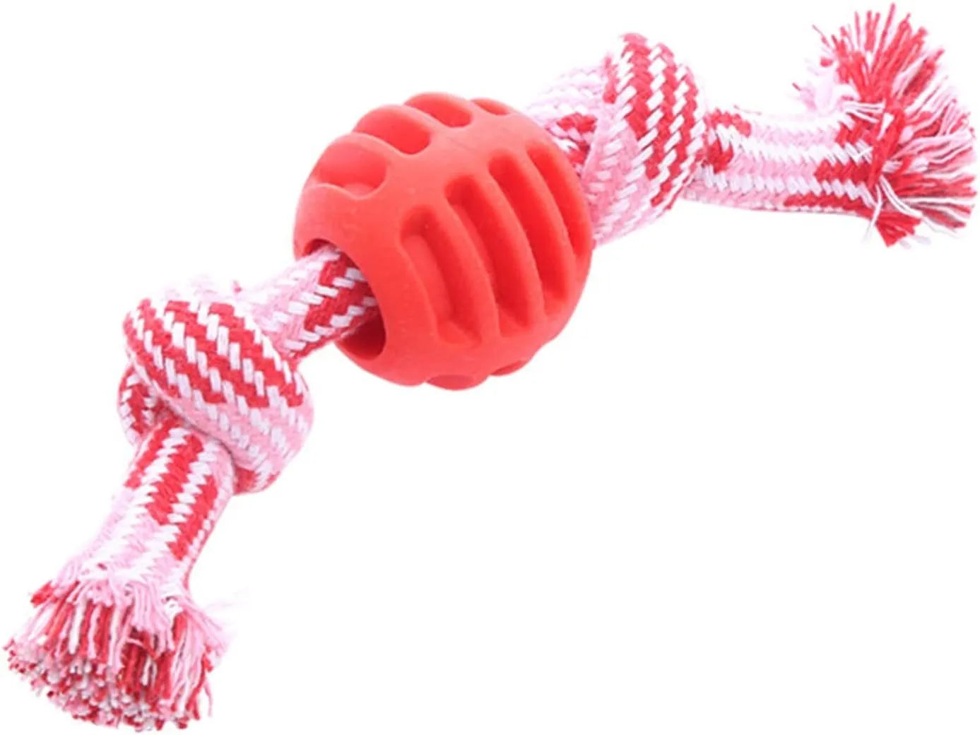Blue dog chew toy with rope handles and textured surfaces for dental cleaning
