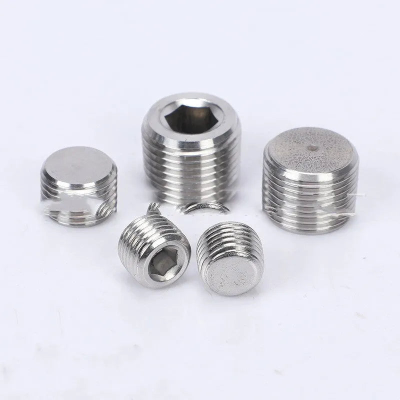 Stainless steel hexagonal bulkhead pipe plug with 3/8 inch threads
