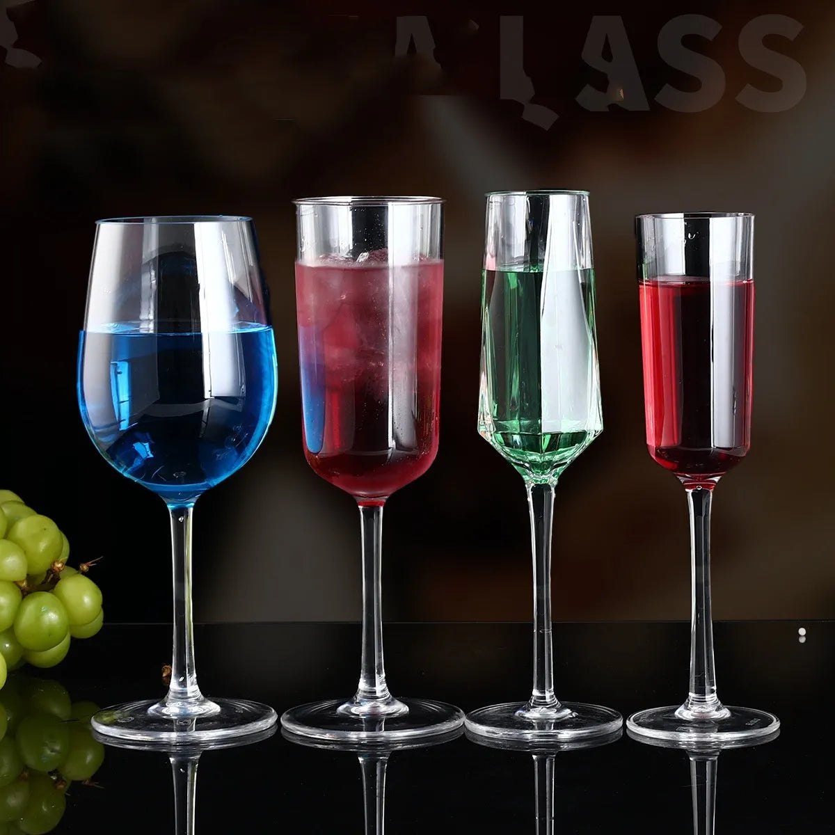 Clear acrylic wine glass with modern design in 300ml and 550ml capacities for milk tea or red wine