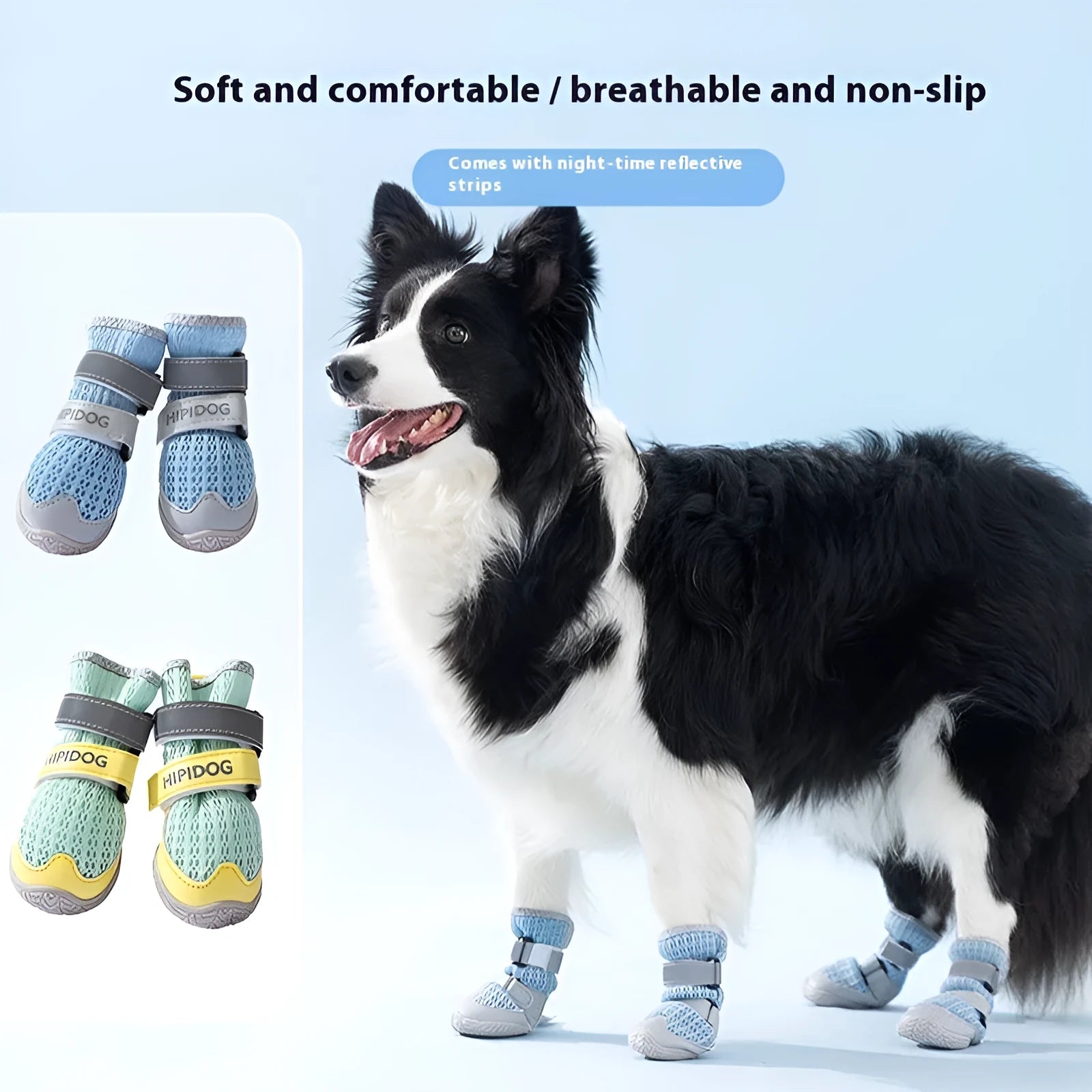Cartoon style breathable dog shoes for summer paw protection against hot pavements
