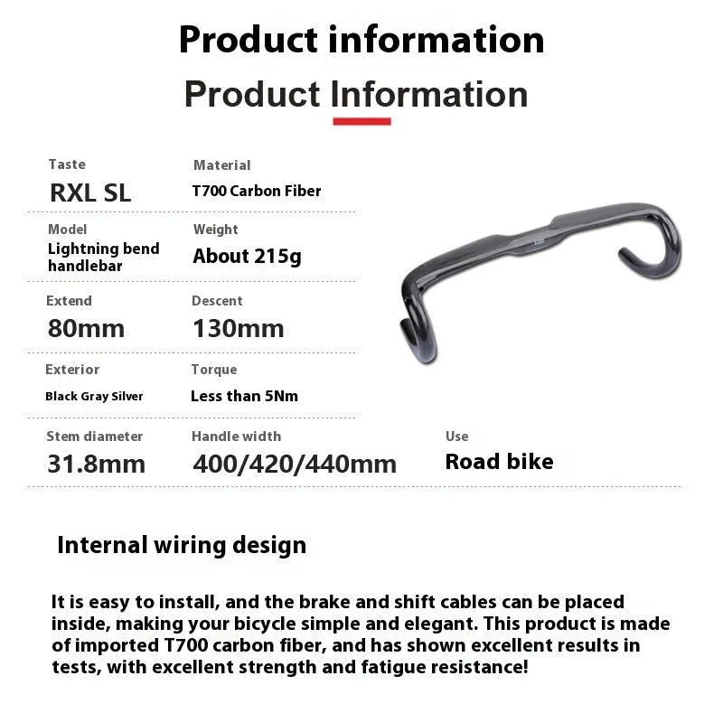 Carbon fiber road bicycle drop handlebar in Black Grey Silver, shown in UD Matte finish.
