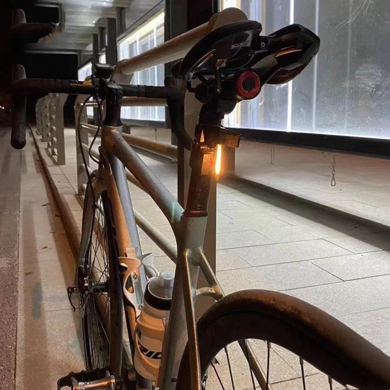 USB rechargeable waterproof bicycle taillight in blue, pink, red, white or yellow colours