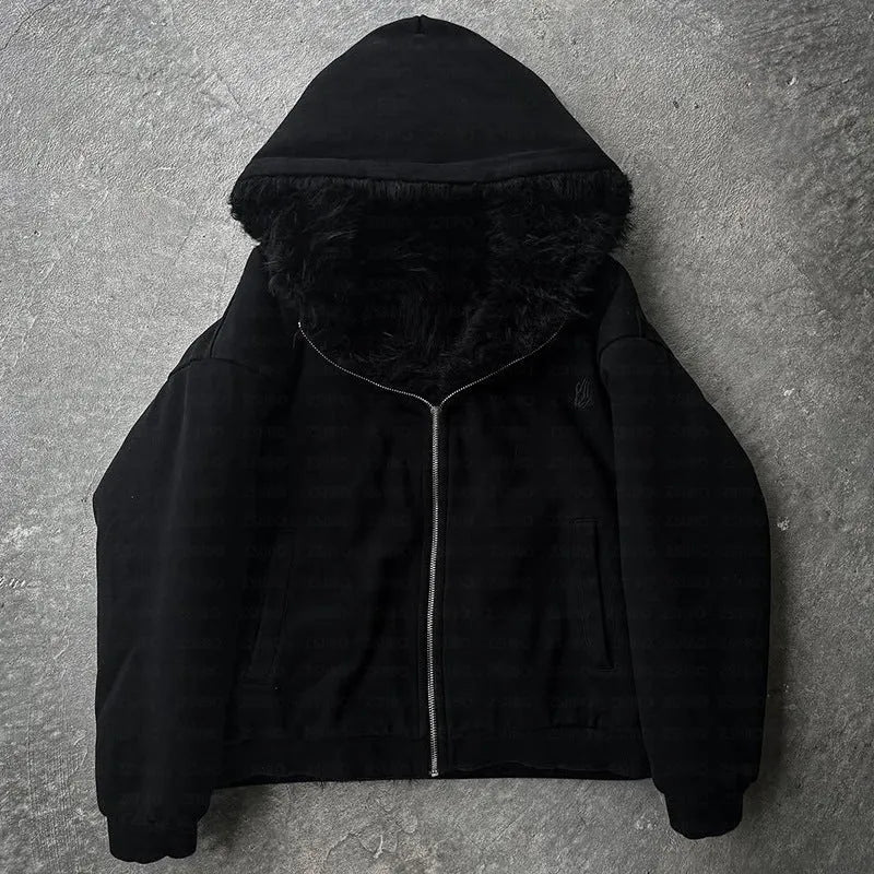 Casual baggy cardigan-style coat in black or white for men and women