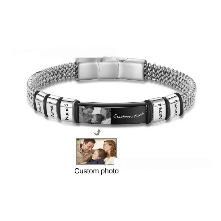 Titanium steel lettering bracelet with leather rope and heart-shaped design