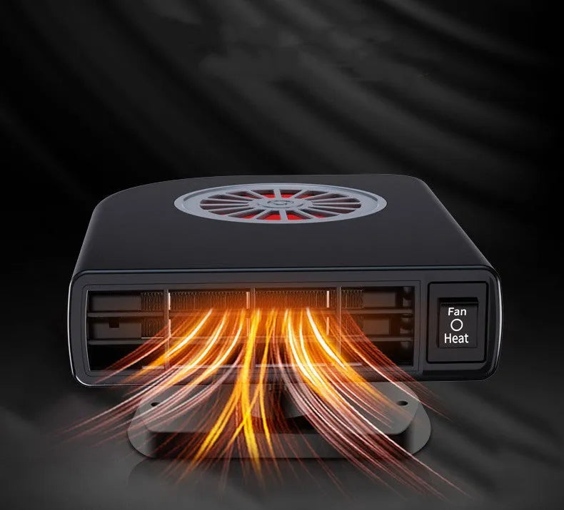 Compact black vehicle-mounted heater for car defrosting with adjustable airflow direction