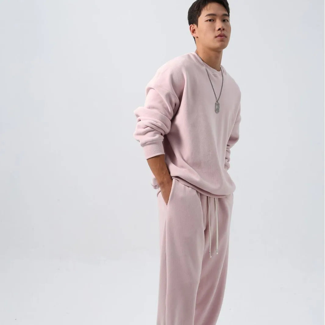 Men's polar fleece sports suit with crew neck top and padded trousers in multiple colour options