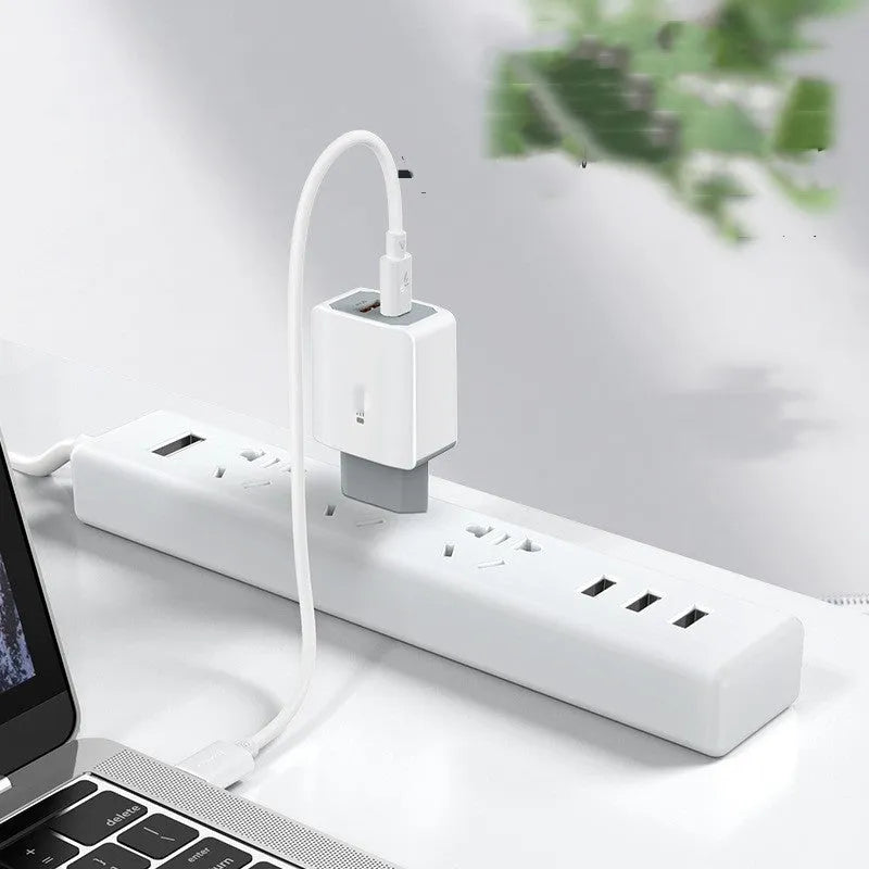 White phone fast charger set with USB interface and fireproof construction