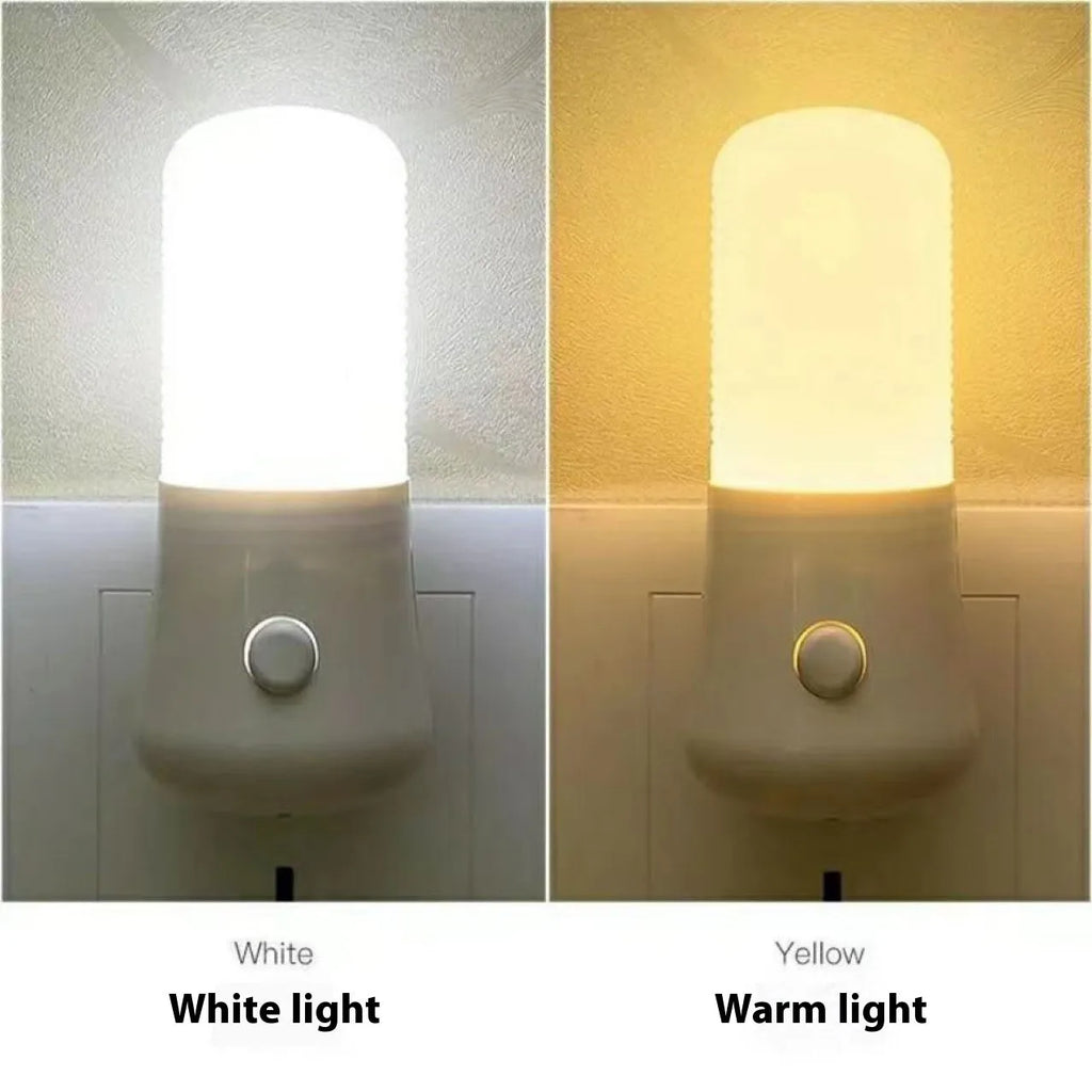 Minimalist plug-in bedside night light with US plug and dual light modes