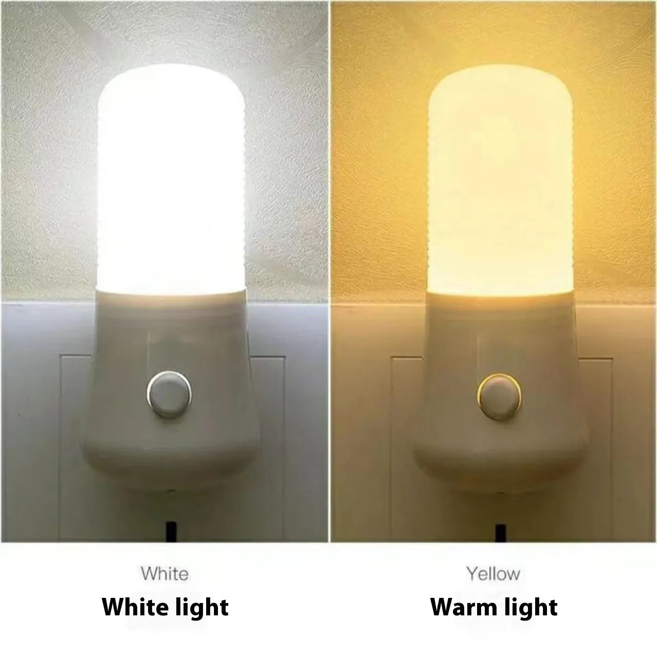 Minimalist plug-in bedside night light with US plug and dual light modes