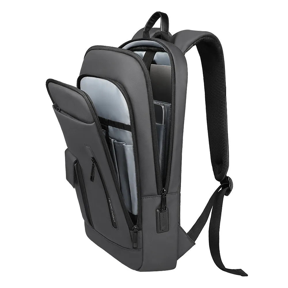 Men's slim business backpack in Oxford fabric with cross-body design
