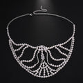 Geometric alloy party mask with gemstone patchwork in silver electroplated finish