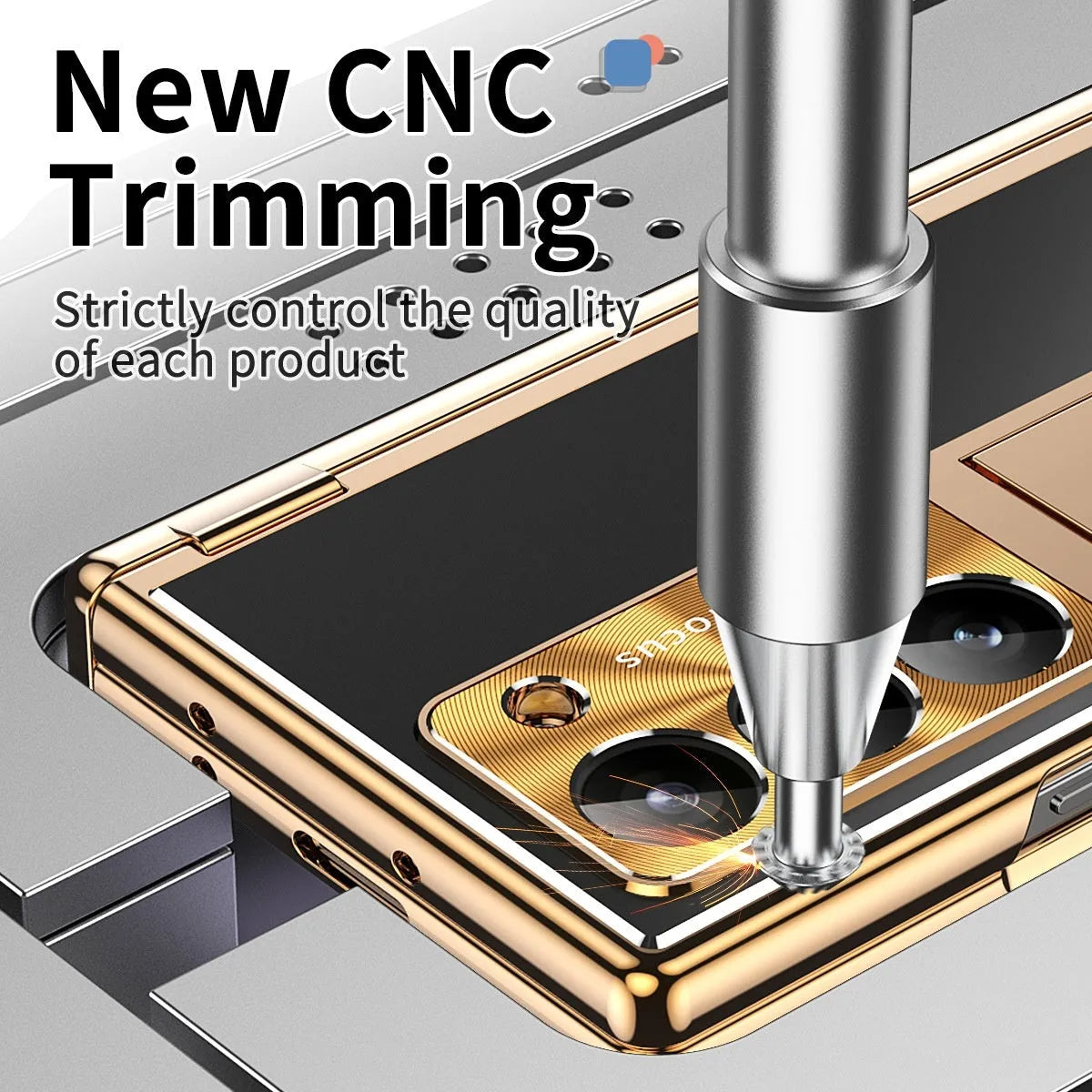 Aluminium alloy flip phone case for Samsung Z Fold 6 with magnetic closure and bracket, gold armour colour