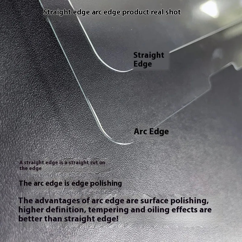 Samsung Galaxy Tab tempered glass screen protector showing straight edge and 2.5D arc edge options.