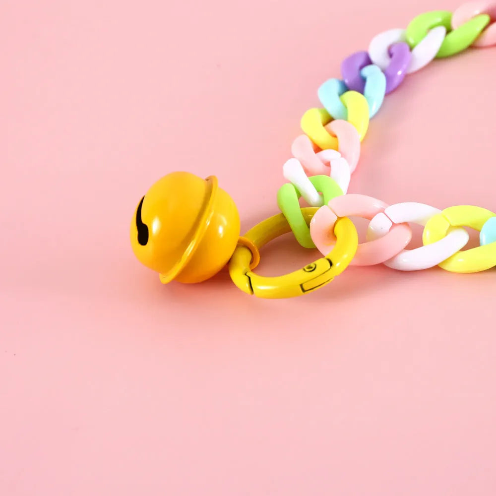 Plastic chain pet collar in macaron candy colours for cats dogs rabbits with adjustable sizing