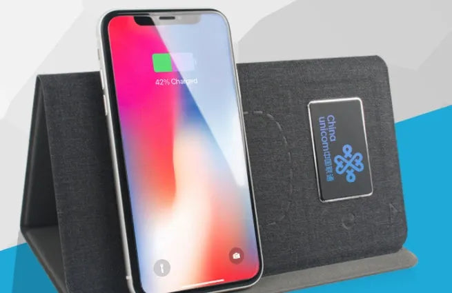 Folding wireless charging mouse pad set with compact wireless mouse showing folded and unfolded configurations