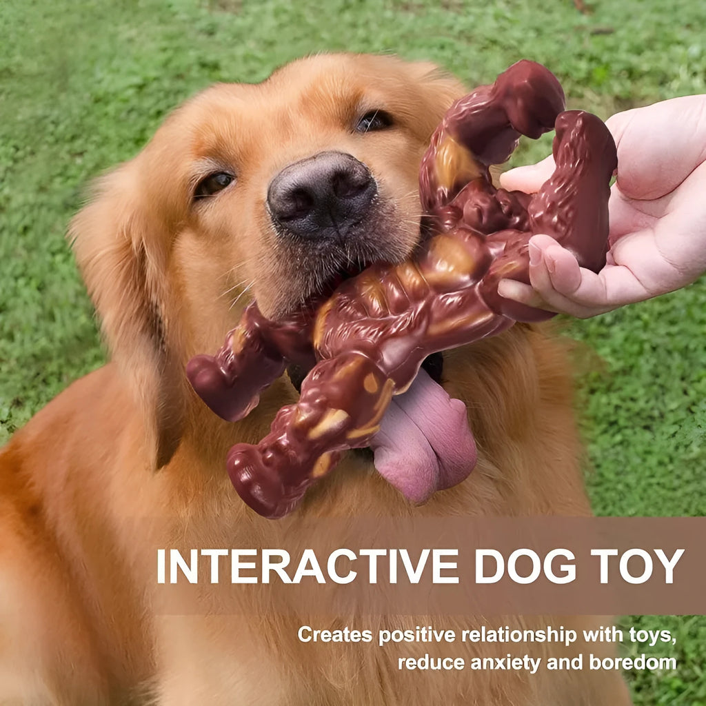 Scarlet nylon dog chew toy with beef flavour scent, measuring 10.7x17.2x5 cm for medium and large breeds