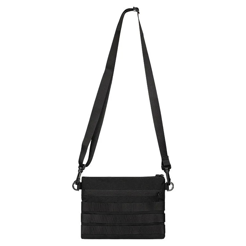 Solid black Oxford cloth portable organiser bag measuring 18cm by 3.5cm.