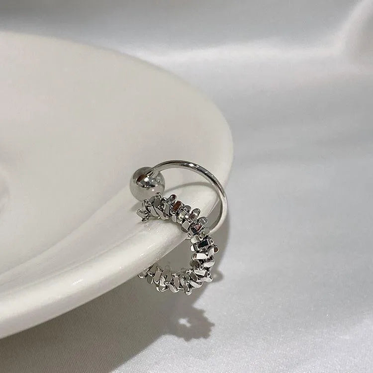 Women's alloy ear clip earrings with irregular geometric shapes and frosty B4710# finish