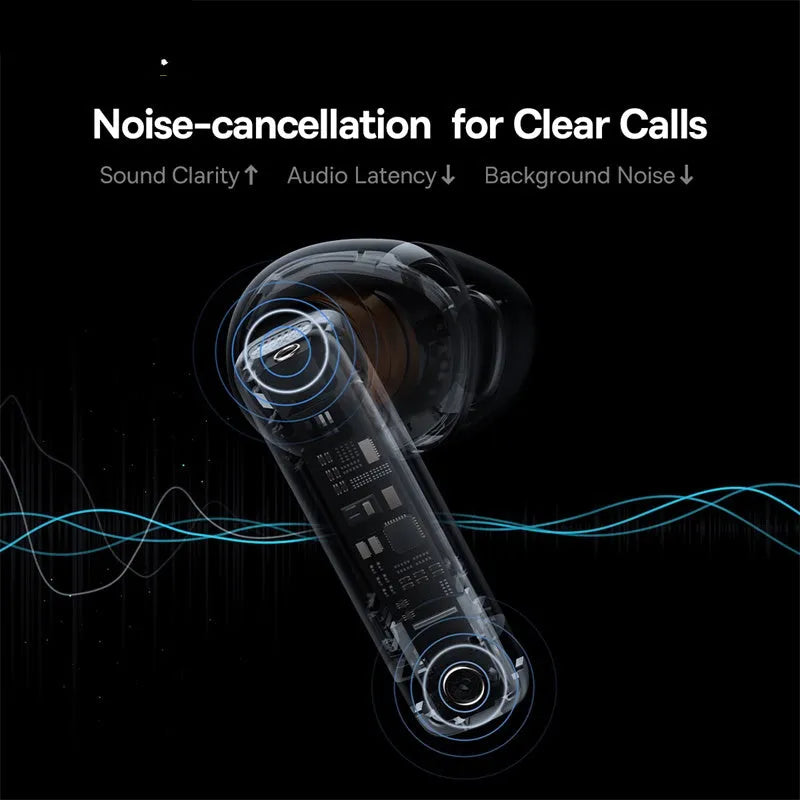 Active noise cancellation true wireless earbuds in pearl white or obsidian black with charging case