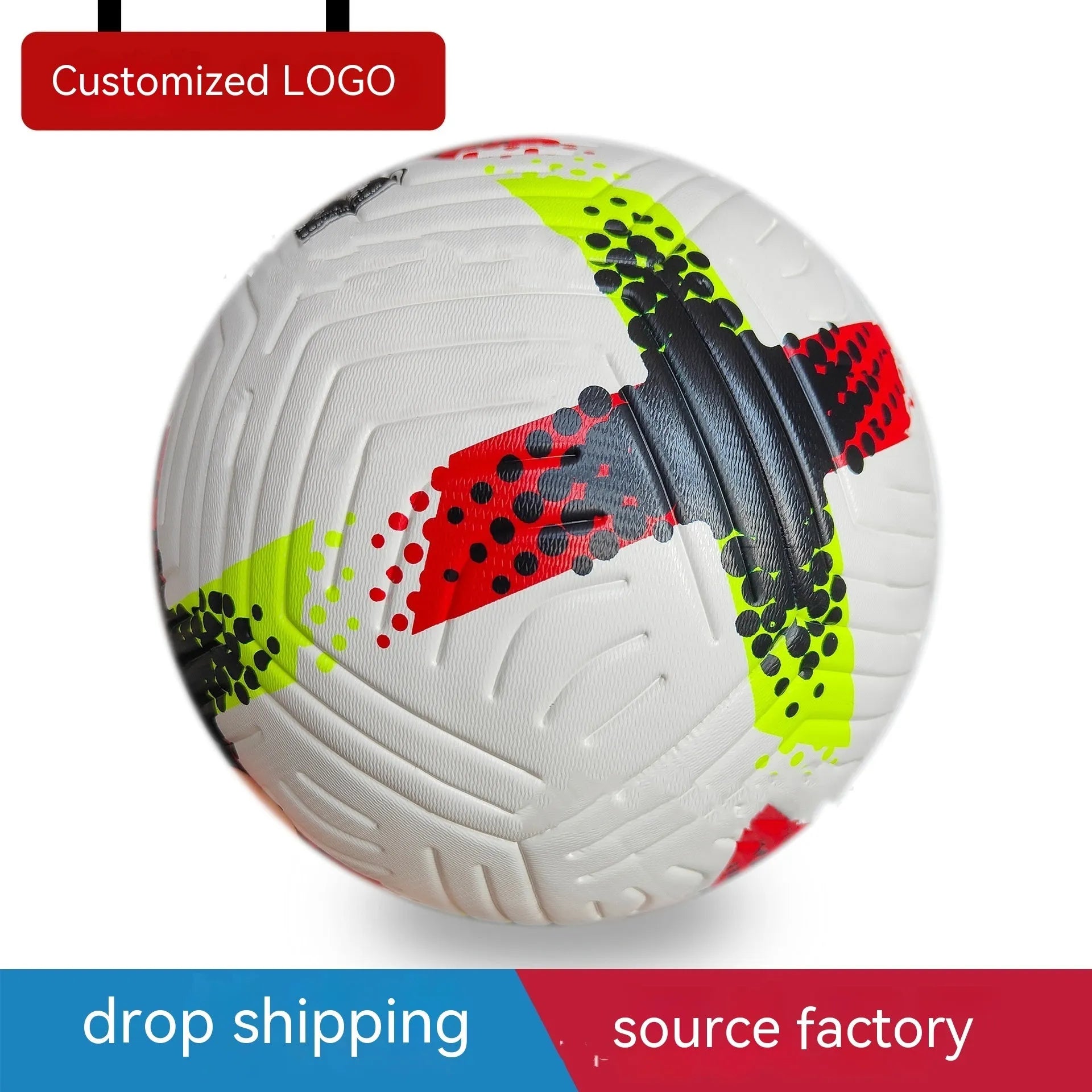 Fluorescent green seamless PU football size 5 for training and matches