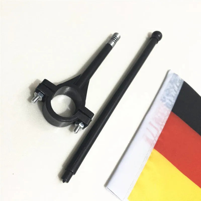 Plastic square bicycle handlebar flagpole for mounting small promotional or safety flags.