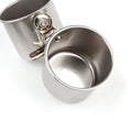 Stainless steel bird feeder food container in natural metal colour for outdoor use.