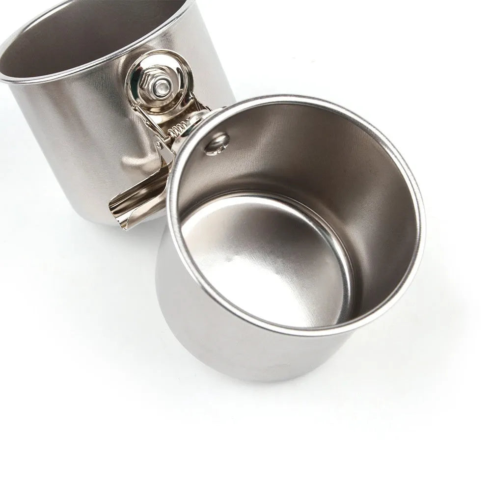 Stainless steel bird feeder food container in natural metal colour for outdoor use.