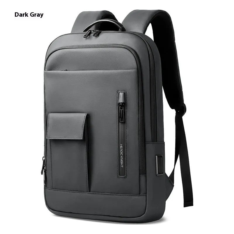 Men's slim business backpack in Oxford fabric with cross-body design