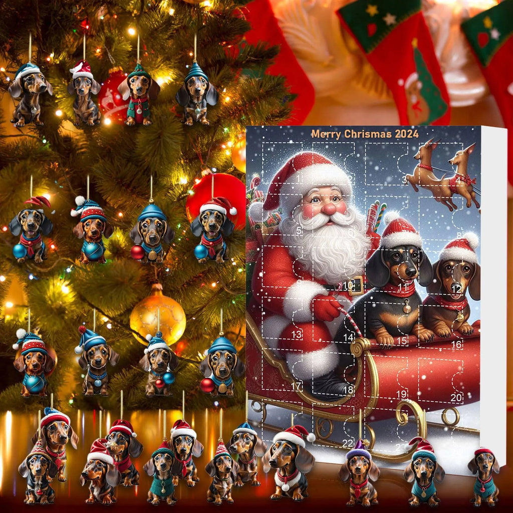 Acrylic Christmas countdown pet pendant decoration in one of 13 colour options, supplied as a single festive home ornament.