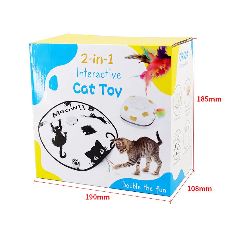 Plastic self-play cat toy with interactive mechanism measuring 19.8x11.5x19.5cm