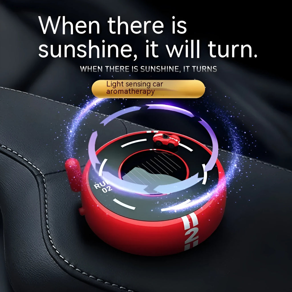 Modern circular solar car perfume diffuser in black colour with USB connectivity port