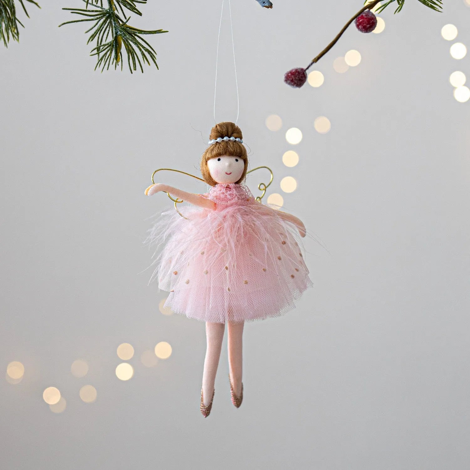 Pink and white cloth ballet girl angel doll plush pendant ornament