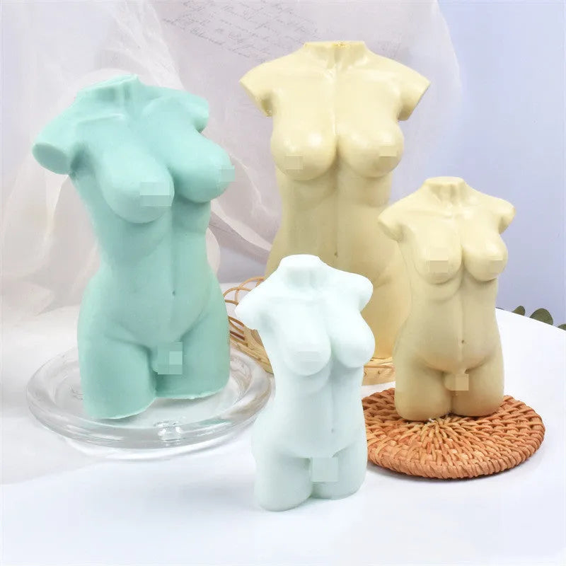Geometric silicone mould for body candles with small 10cm and large 14cm sections
