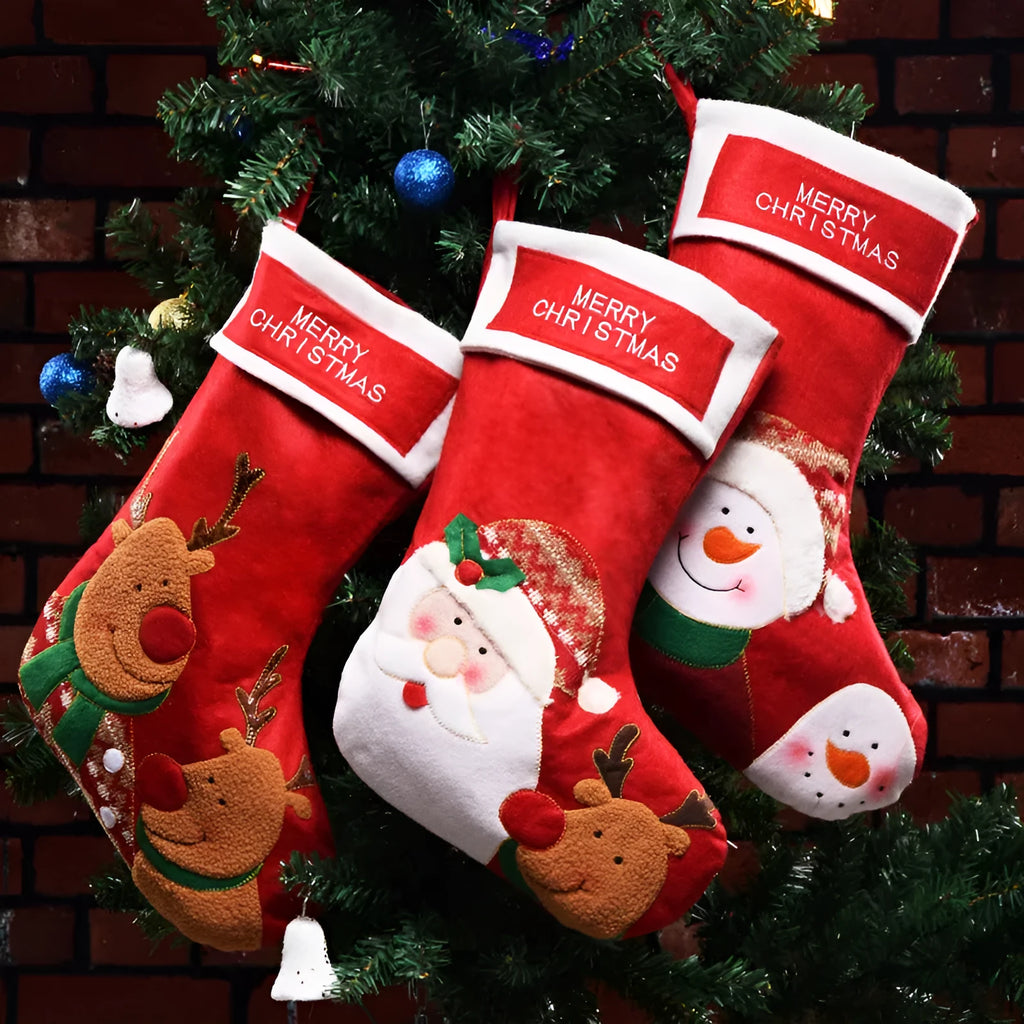 Christmas stocking with snowman design made from non-woven fabric for festive decoration