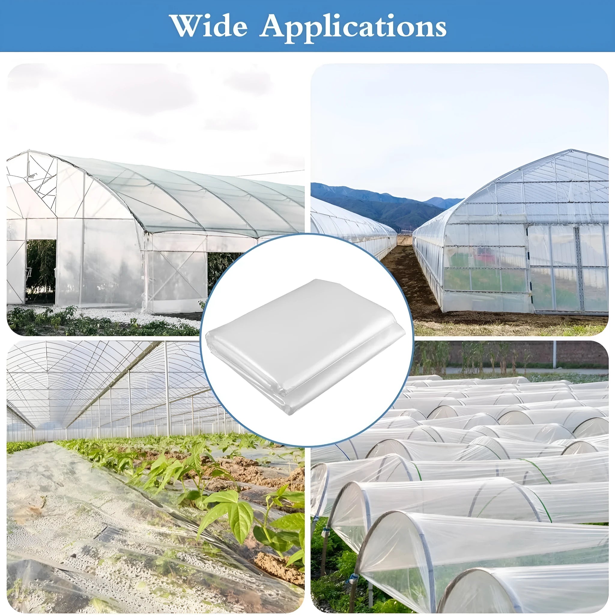 Plastic greenhouse film roll for vegetable shed covering, 4x8 metres, available in 8 silk and 15 silk thickness options