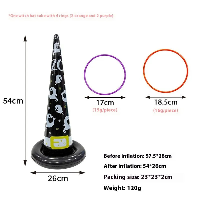 Inflatable ferrule ring toss game toy in Halloween and Ghost Festival styles including octopus, antlers, and witch hats.