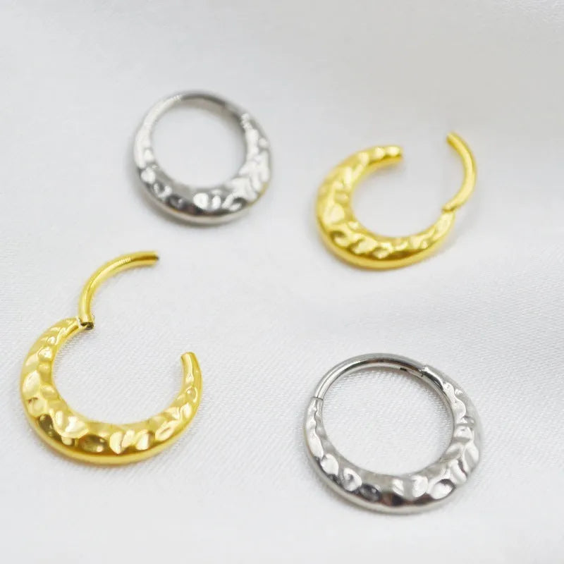 Titanium alloy concave-convex nose ring in gold or silver colour with 1.2mm thickness