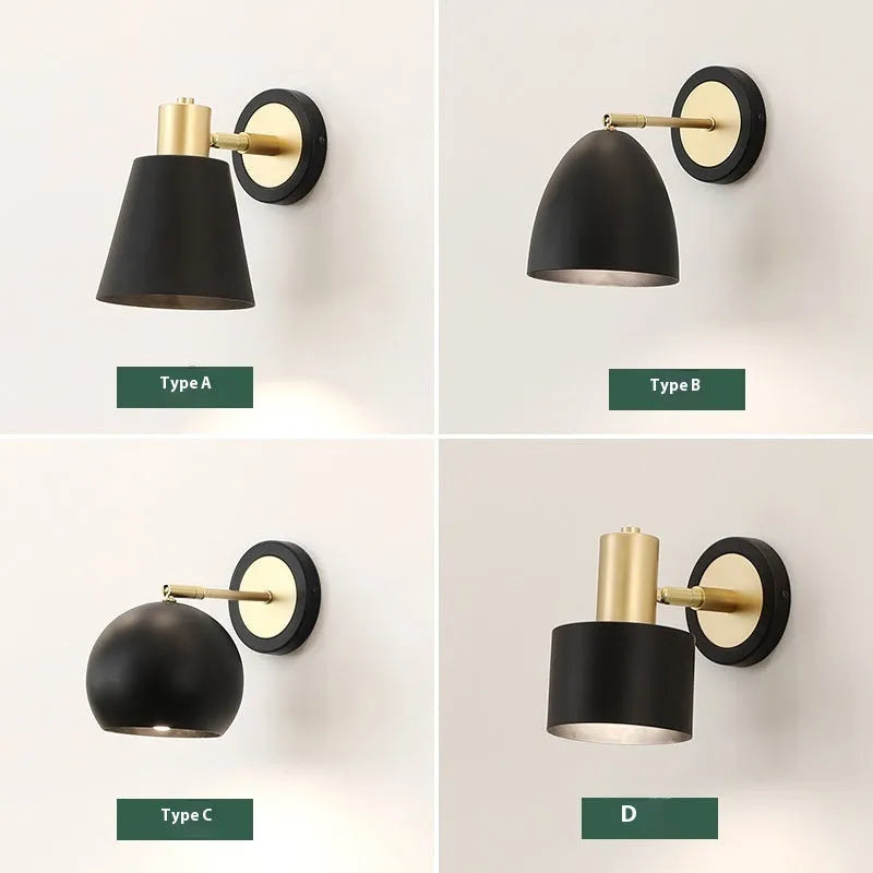 Nordic style iron wall lamp with adjustable tricolour lighting in four design variations