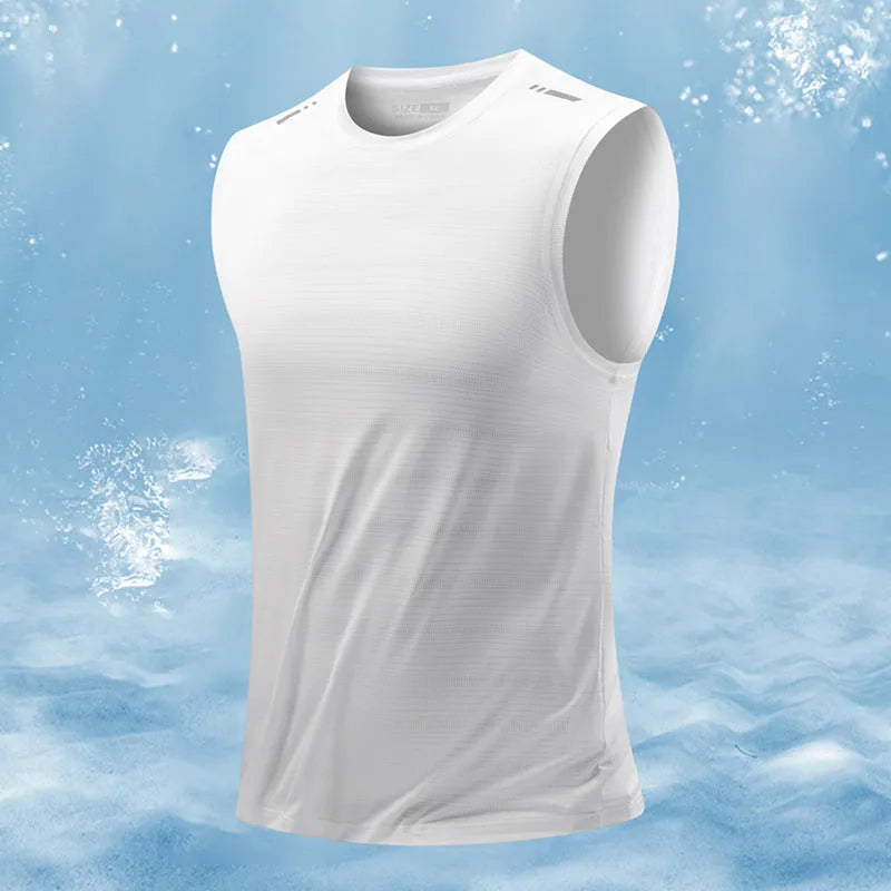 Men's loose sleeveless sports vest in solid colour with straight hem design available in multiple sizes