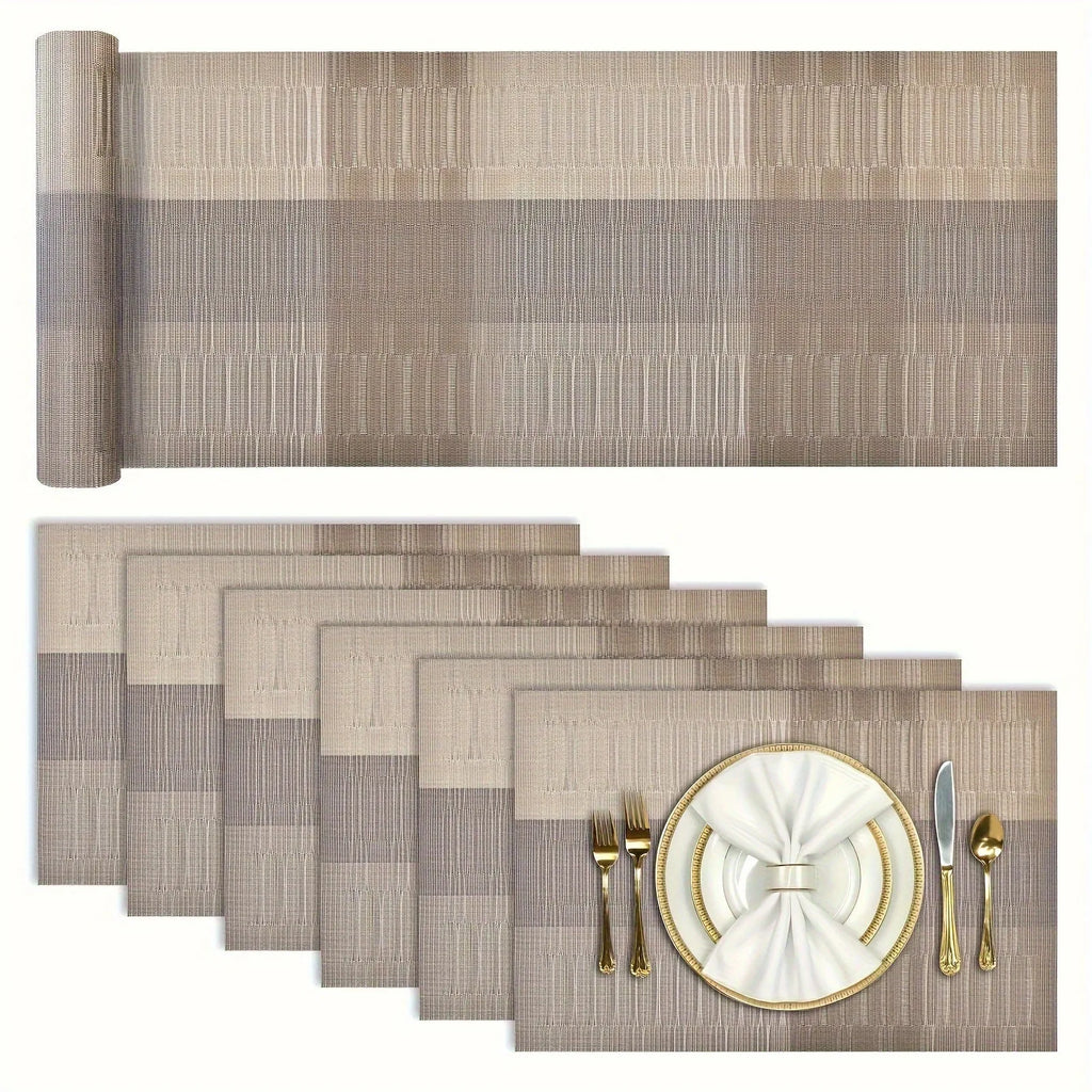 PVC non-slip place mat in Gradient Bamboo black colour on a kitchen counter