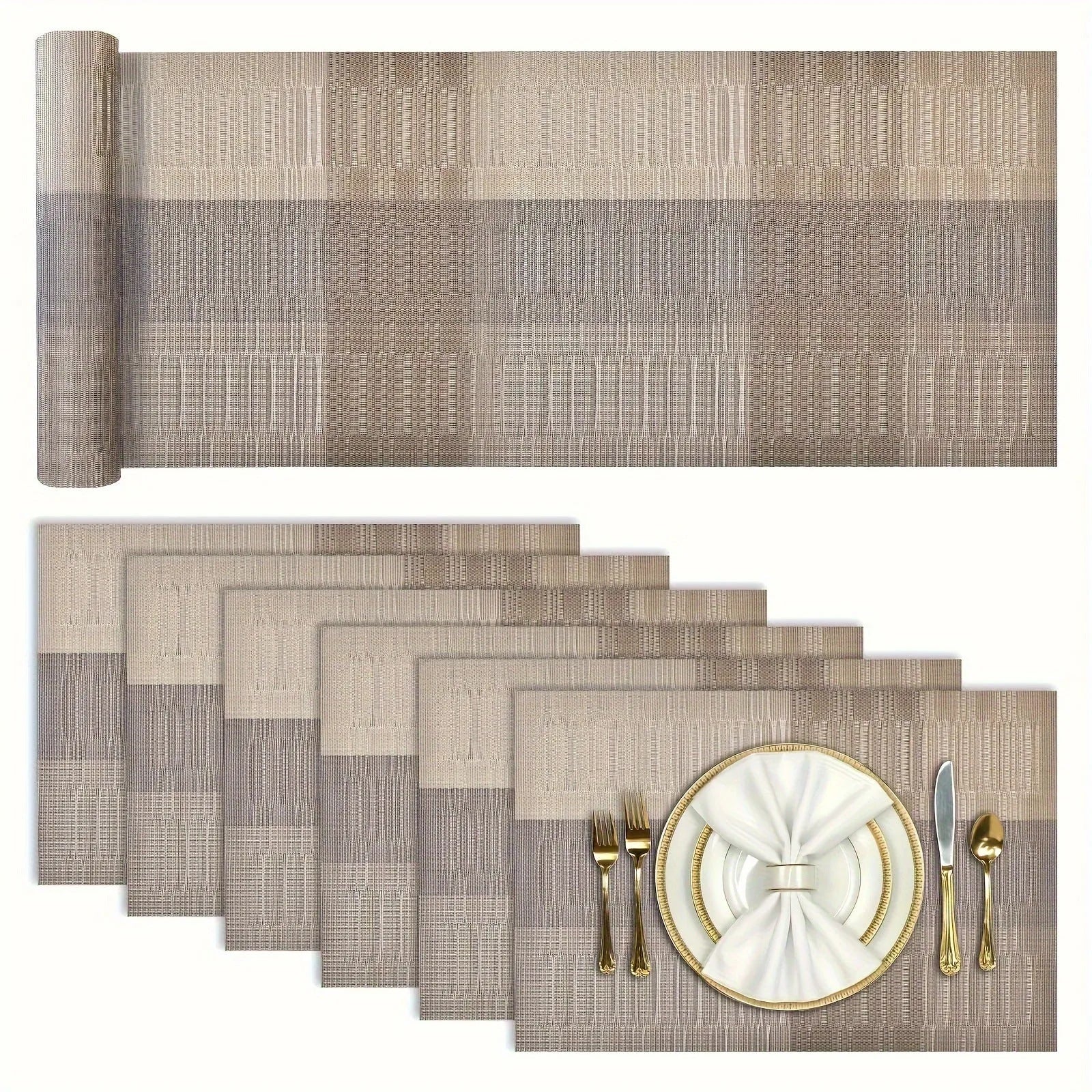 PVC non-slip place mat in Gradient Bamboo black colour on a kitchen counter