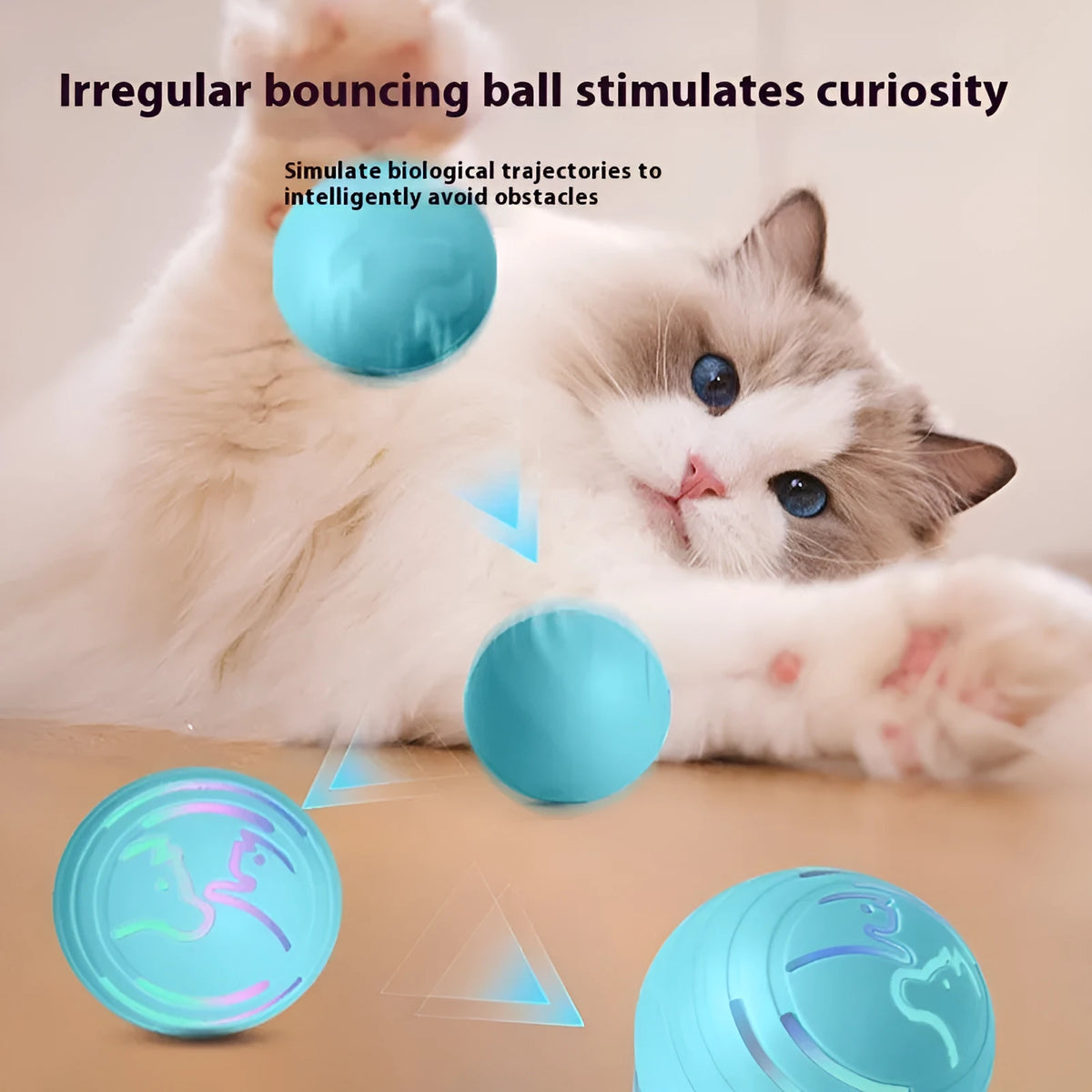 Intelligent electric vibration ball for dogs and cats in polymer TPU, jumping ball pet toy in blue yellow green orange or pink