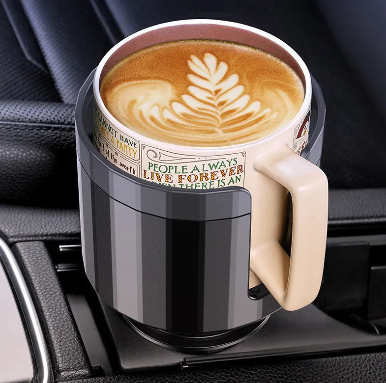 Matte black adjustable car cup holder expander for large bottles and cups