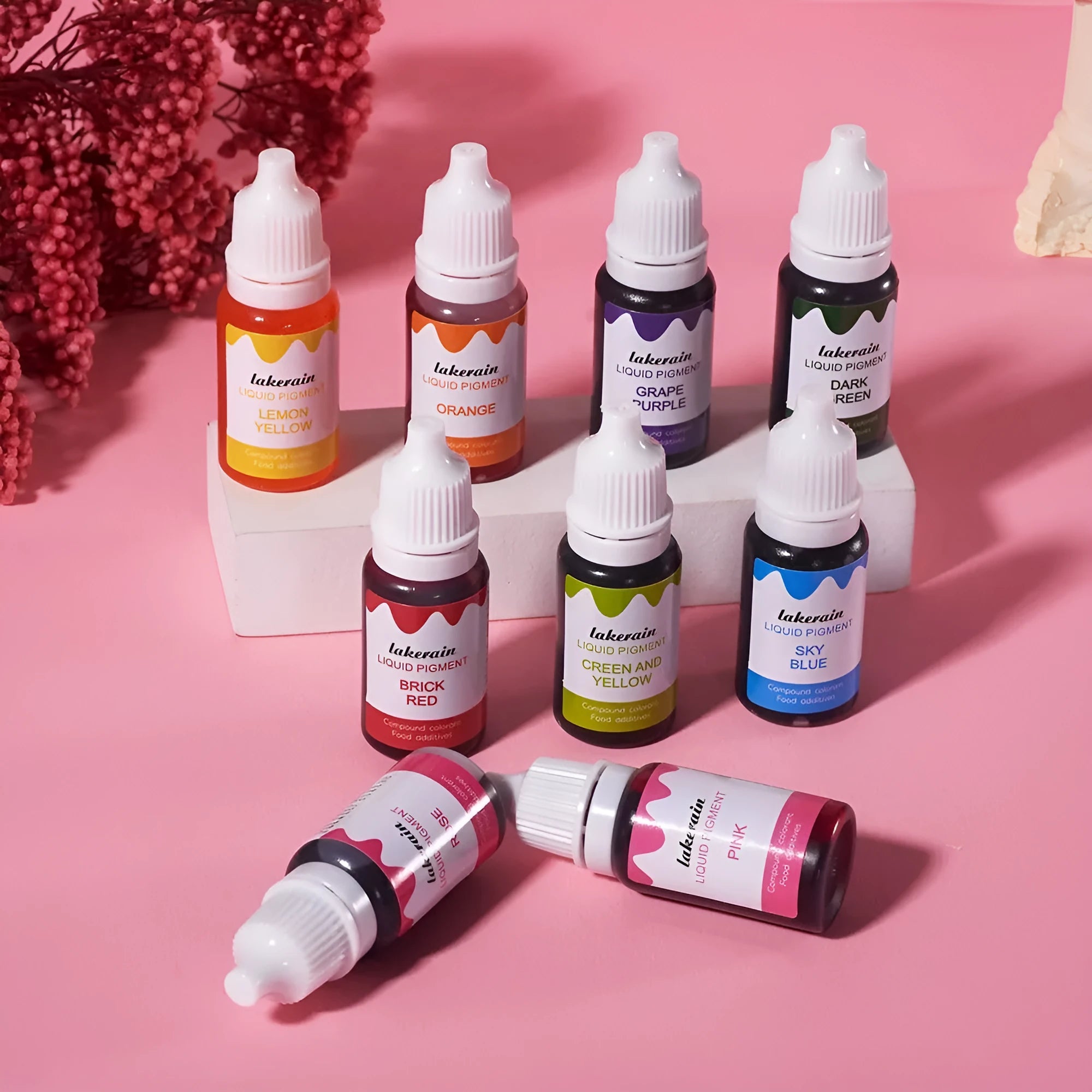 24 bottle food pigment set with lemon yellow base for cream cake and handmade soap applications