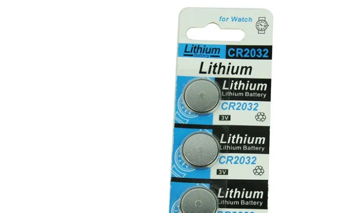 Five CR2032 lithium button batteries on card for electronic scales and remote controls